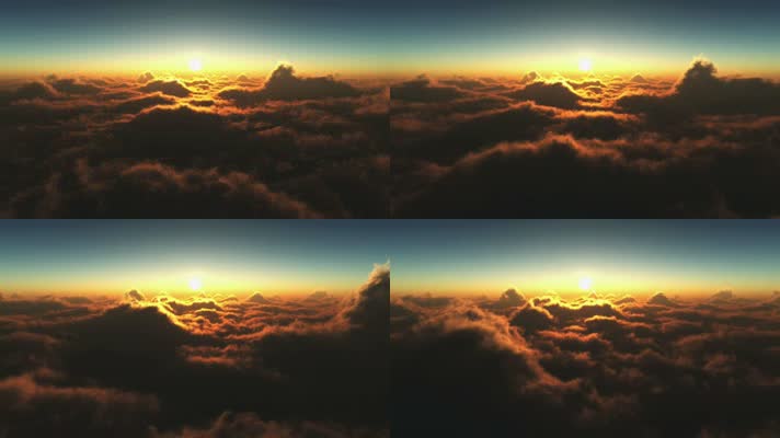 天空高空云层阳光光线照射