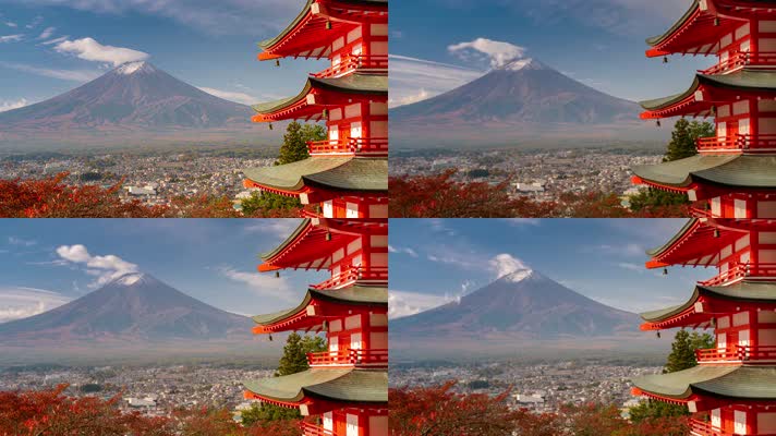 日本富士山东方建筑美景