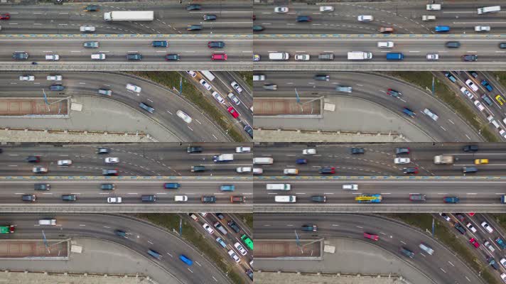 航拍高速公路 城市交通  