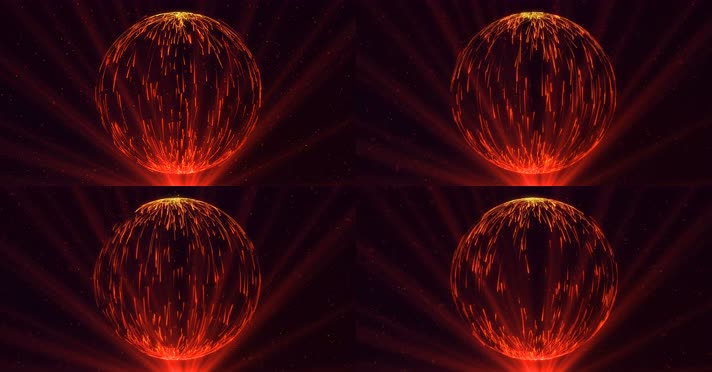 抽象橙色粒子光线球体背景
