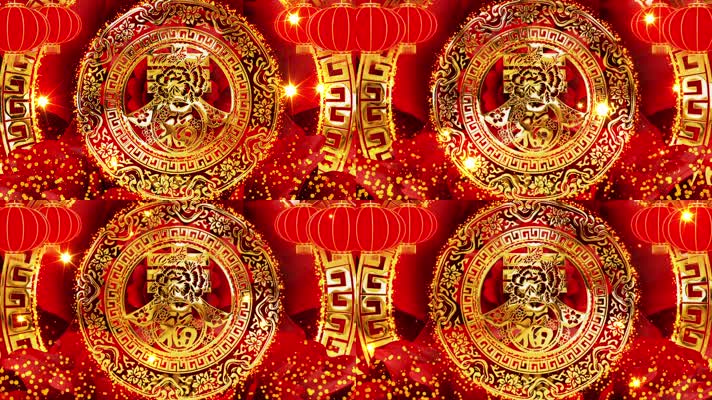 中国风春节喜气迎春大红灯笼LED