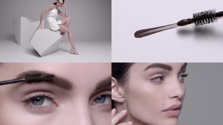 美女模特展示眉毛刷的广告宣传片