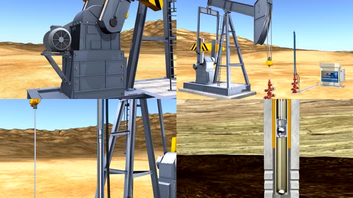 石油抽油机磕头机工作3D动画演示