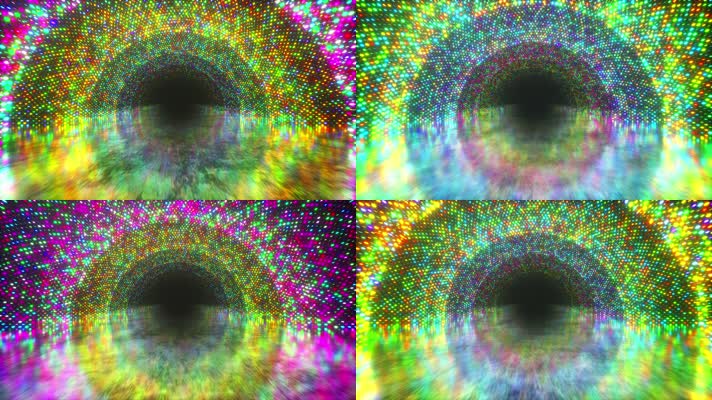4K彩色粒子拱形隧道穿梭视频