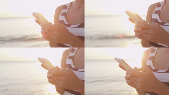 浪漫海边玩手机