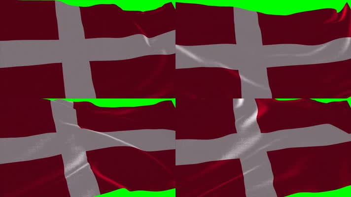丹麦 国旗飘扬 国旗波浪状飘扬  