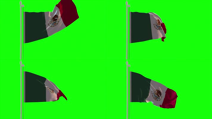 墨西哥 国旗飘扬 国旗波浪状飘扬 