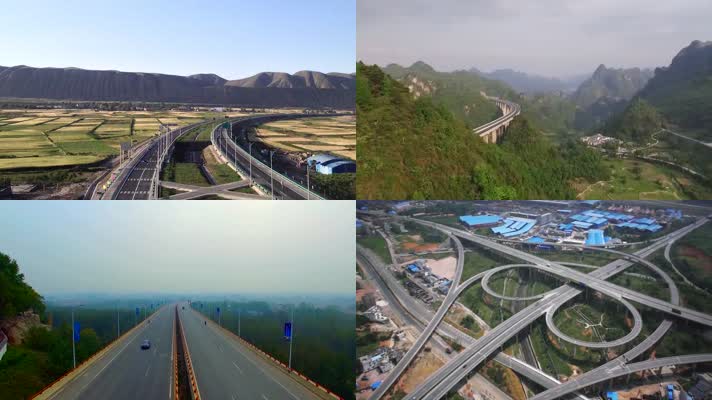 中国城市山区道路高架桥高速公路立交桥车流