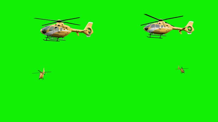 直升飞机起飞绿屏合成