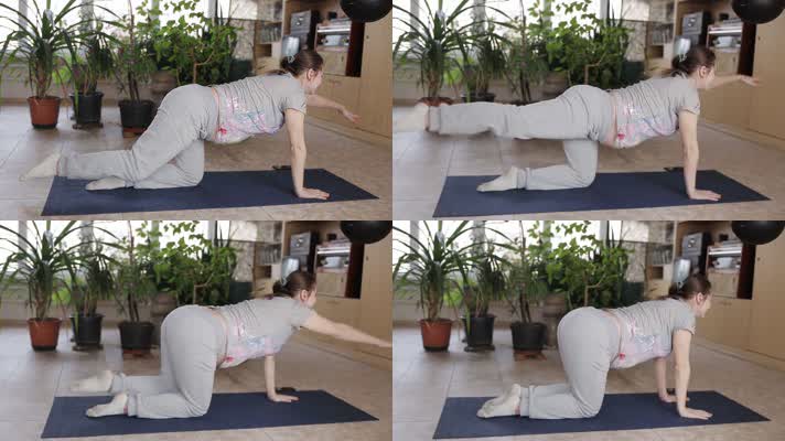 孕妇室内练习瑜伽 产前运动 胎教 