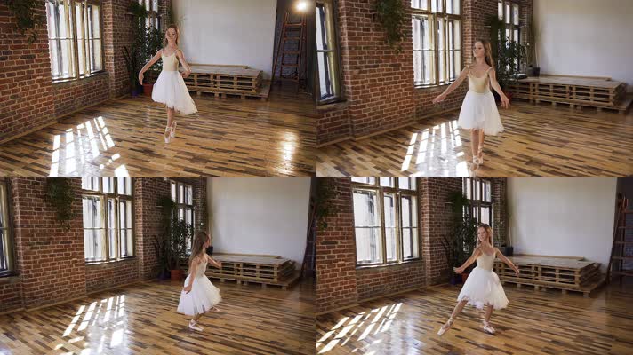 国外小姑娘学习芭蕾舞 升格4K视频 