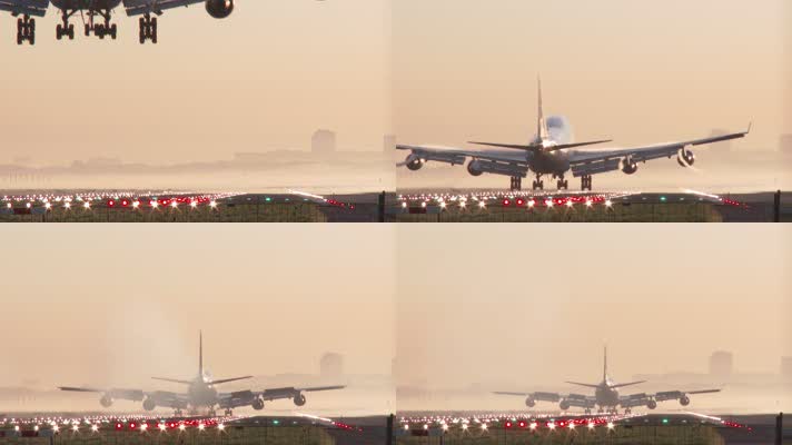 波音747飞机降落视频 大型客机 