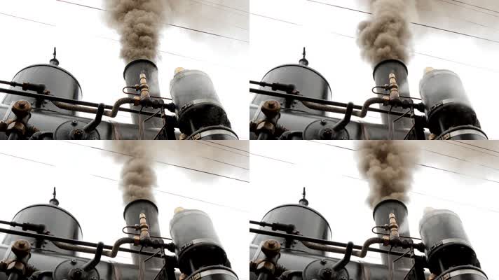 蒸汽火车烟囱冒烟4k视频视频素材