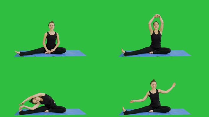 女子练习瑜伽 绿幕抠像 4K视频