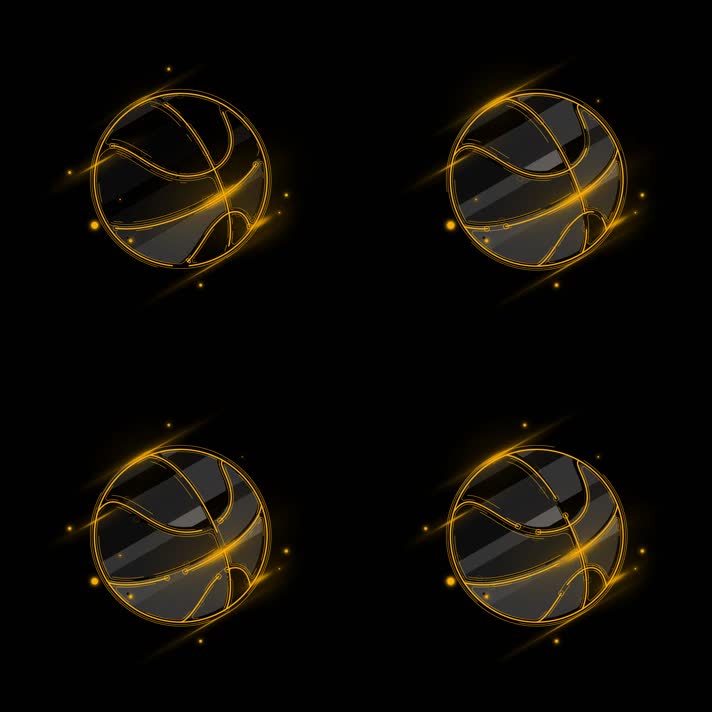 篮球金色炫光描边动作带透明通道