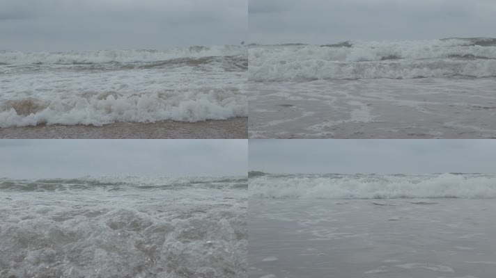 海浪翻滚慢镜头升格滚滚浪潮涨潮浪花沙滩