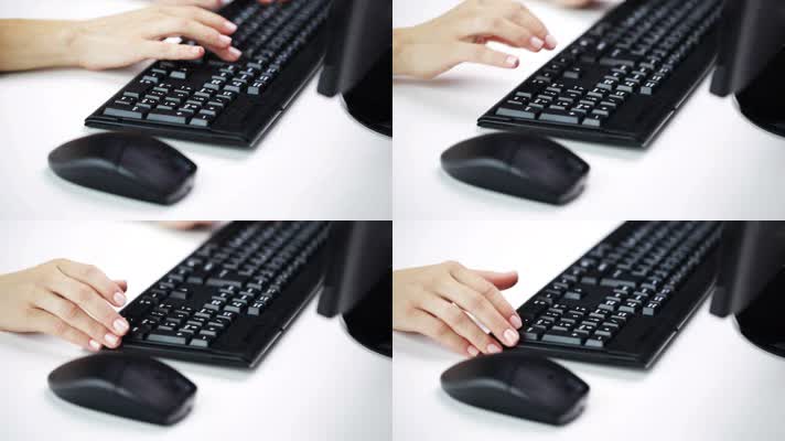 电脑 白领打字 敲击键盘  