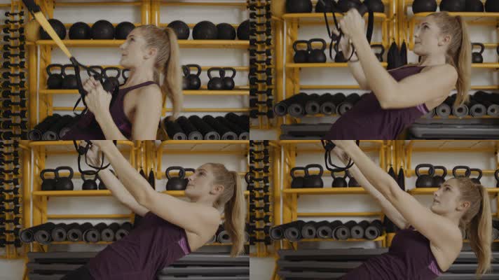 美女健身房锻炼身体 4K视频