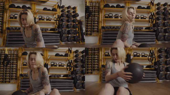 女子健身房健身 锻炼身体 4K视频