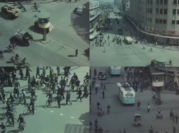 70年代上海十字路口交通