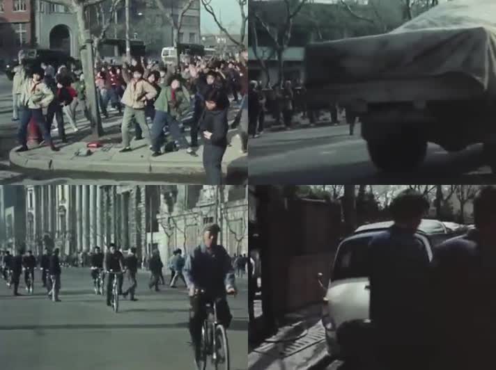 70年代的上海公路街景出租三轮车
