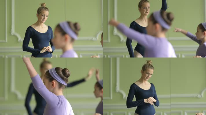 老师教孩子练习芭蕾舞