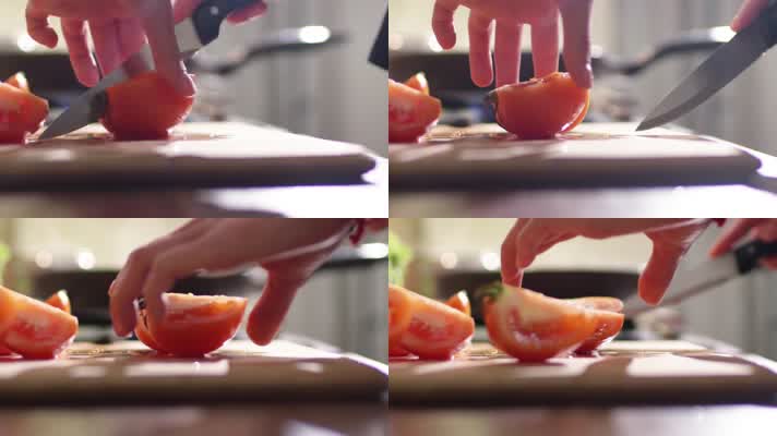 切菜 西红柿 小刀 厨房 
