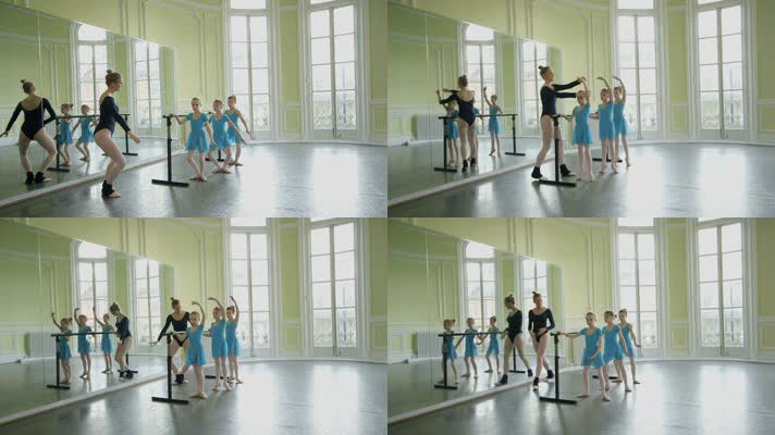 老师教孩子练习芭蕾舞