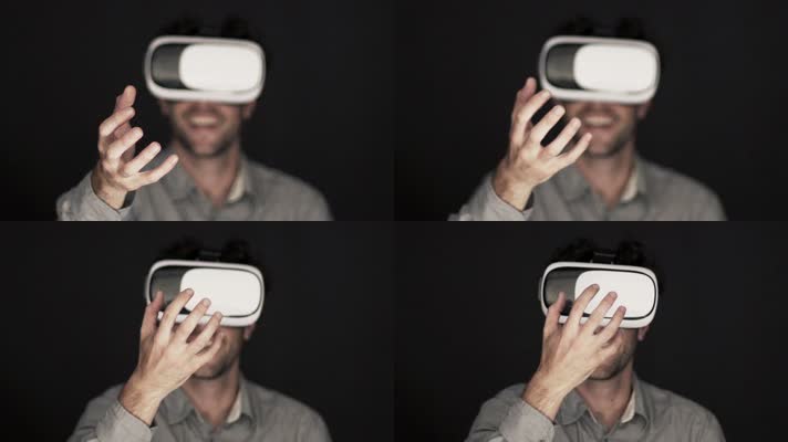 男子体验VR眼镜 虚拟世界 