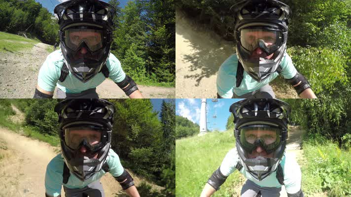 山地自行车山地骑行 头盔视角 4K视频