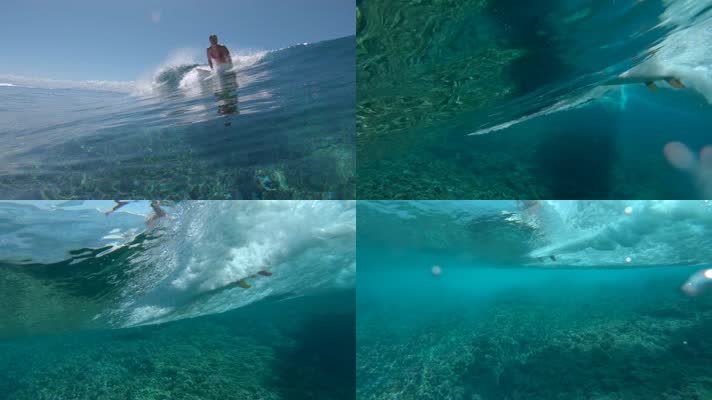 美女海上冲浪 水下摄影 升格视频