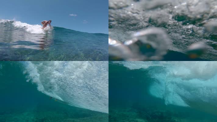 美女海上冲浪 水下摄影 升格视频