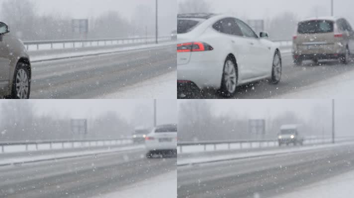 高速公路雪地行车 暴风雪 4K视频