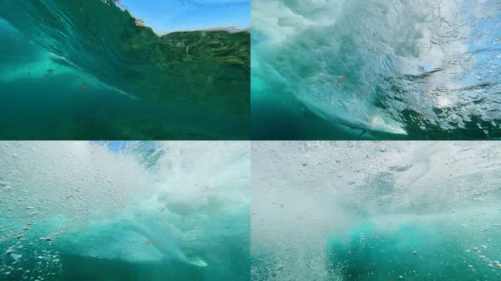 水下拍摄冲浪运动 升格视频