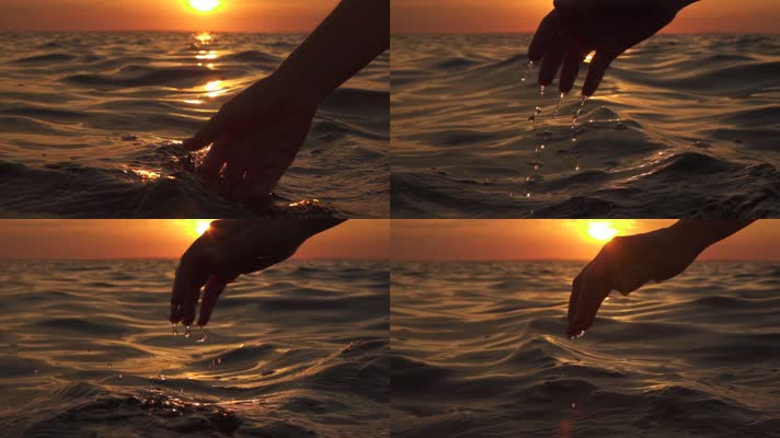 海里扬水 玩水 绝美夕阳 升格视频