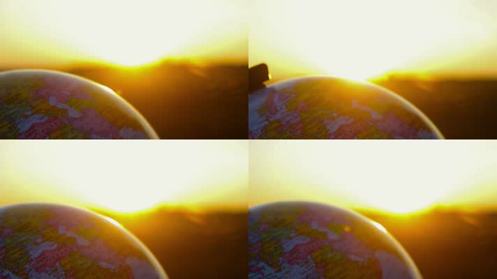 地球仪 旅行 唯美夕阳逆光视频 