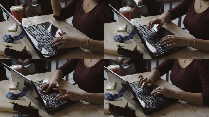女子笔记本电脑办公 4K视频