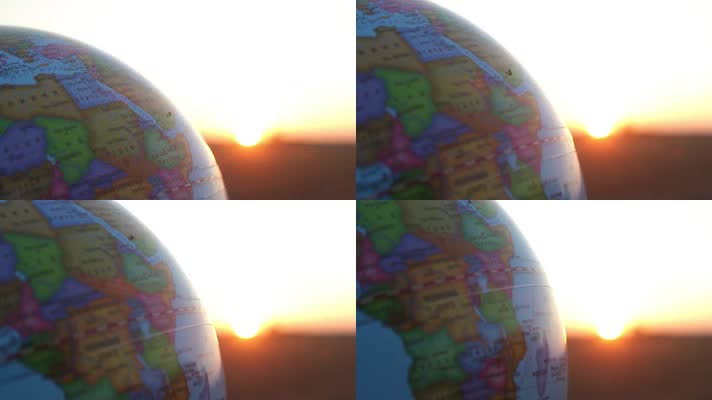 地球仪 旅行 唯美夕阳逆光视频  