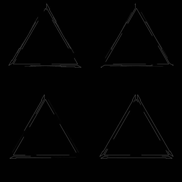 黑白网格 三角形 线框  