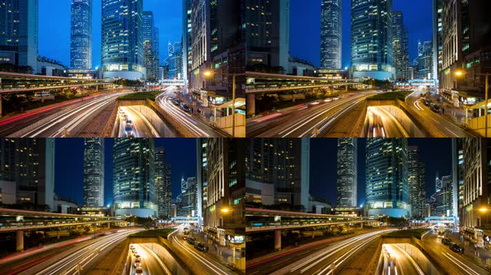 城市夜间交通 城市道路  