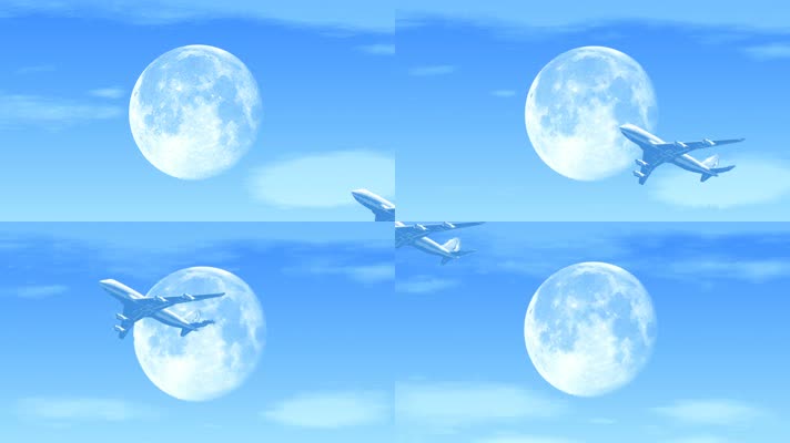 飞过月亮 飞机飞行 高空飞行  