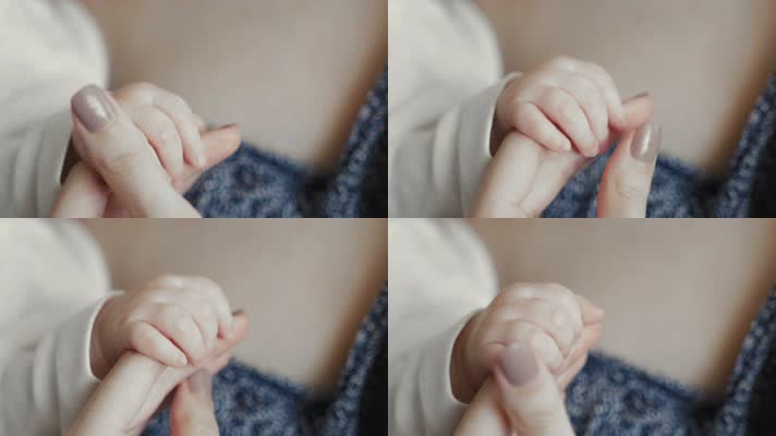 妈妈抚摸宝宝的小手指 4K视频