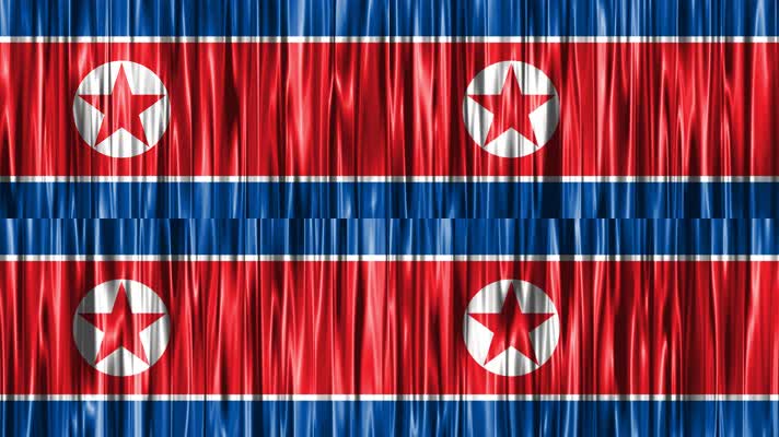 朝鲜国旗飘扬 国旗波浪状飘扬 