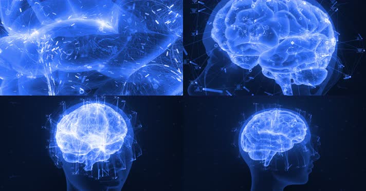 4K蓝色科技3d全息大脑