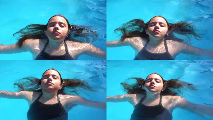  女孩游泳池游泳