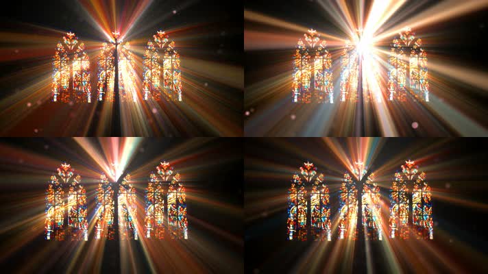 教堂彩色玻璃阳光穿过素材