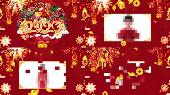 红色喜庆烟花新年祝福视频pr模板