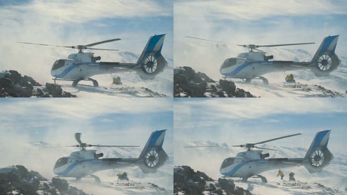 直升机雪山降落 