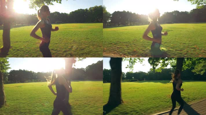 美女公园晨跑 有氧运动