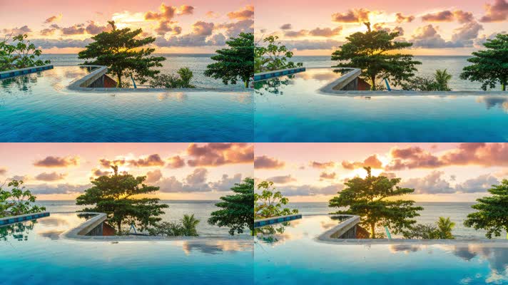 高端海滨度假酒店泳池  4K升格视频